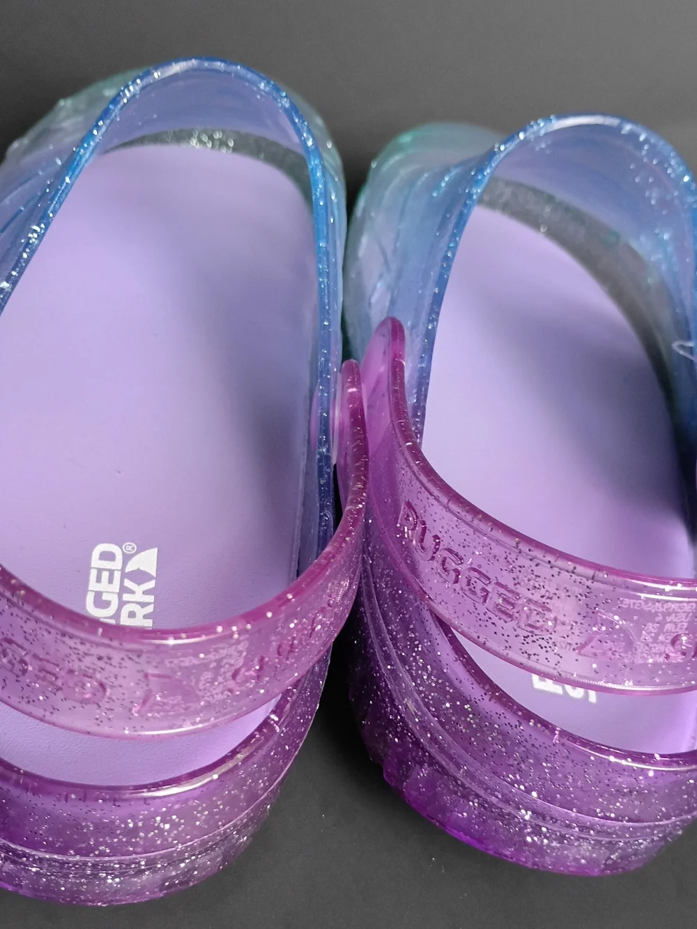 Rugged Shark Kids Glitter Ombre Sandals - Purple/Blue/Green
